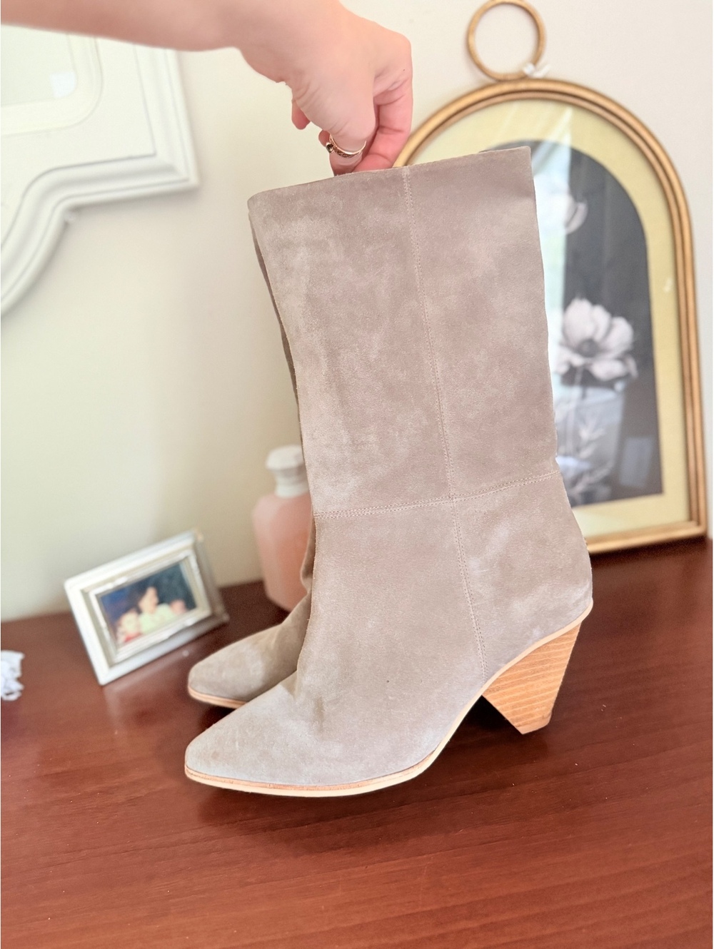 Jeffrey Campbell Free People Slouchy Gray Suede Boots | Size 8.5